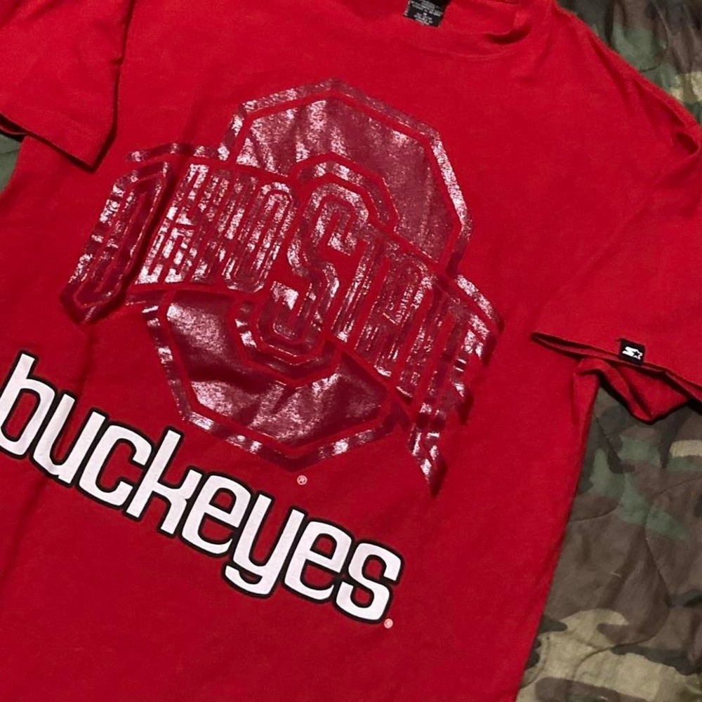 Starter vintage 00s Ohio state buckeyes big print graphic tee cotton size M/20.5 - Picture 2 of 8